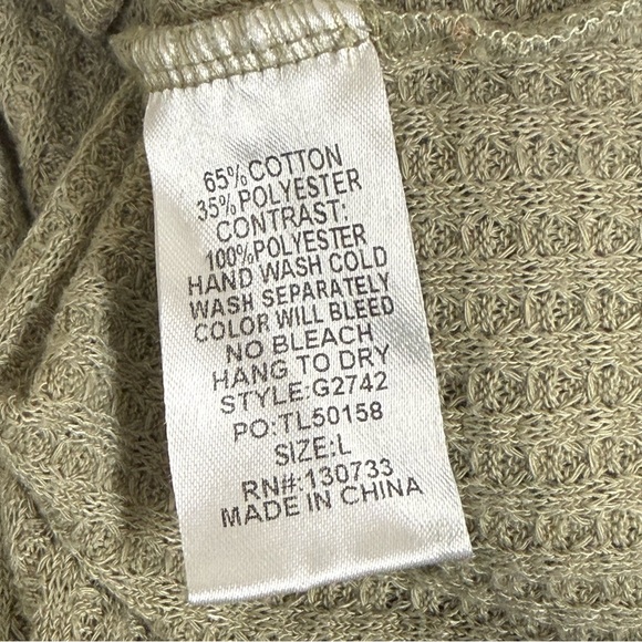 Umgee Floral Mixed Media Waffle Knit Tunic Top Bell Sleeves Boho L - Picture 6 of 7